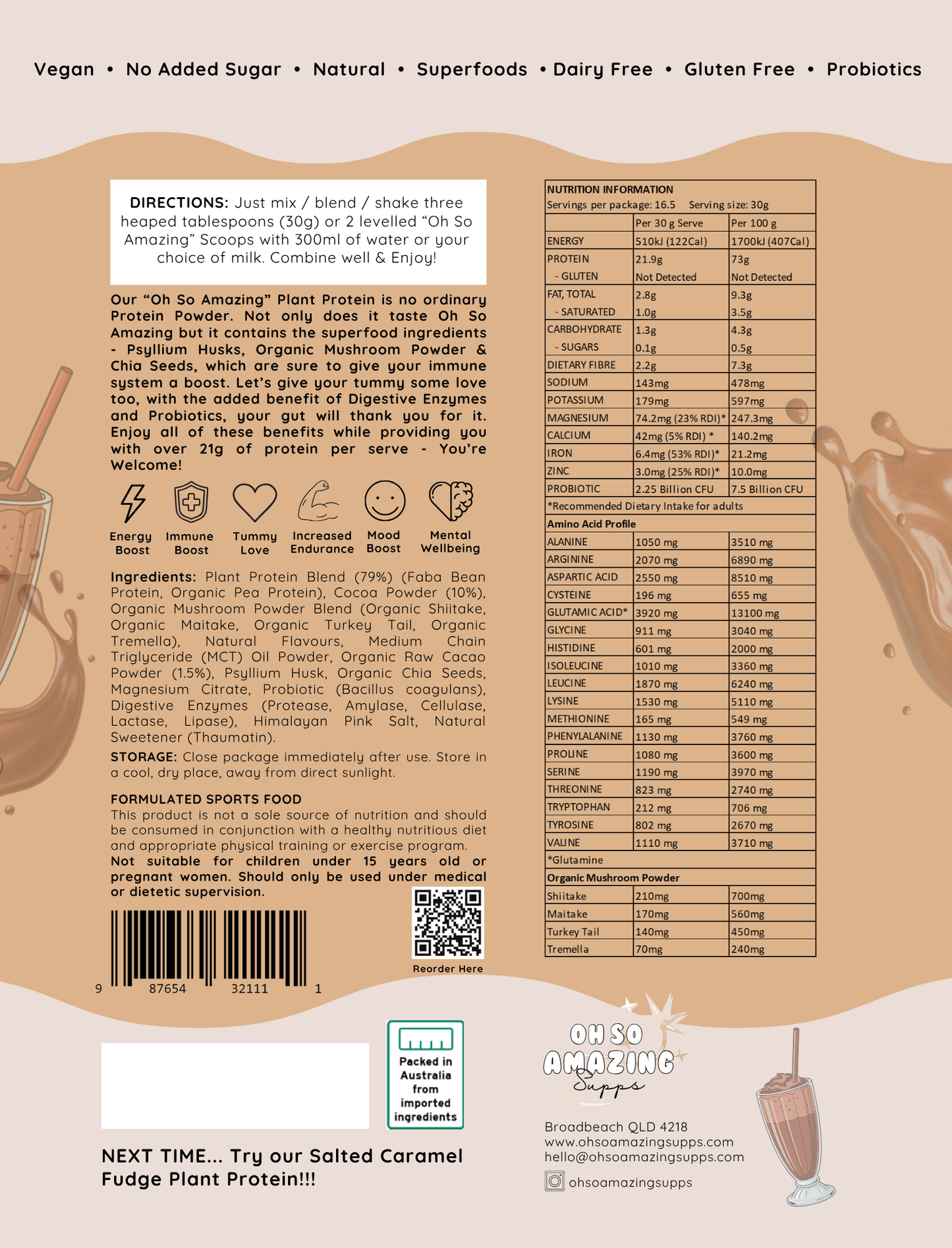 Oh So Amazing Supps Plant Protein - Chocolate Milkshake